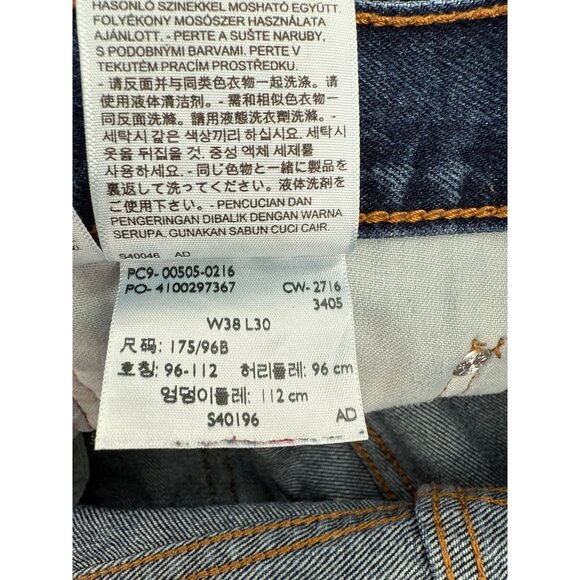 Levis 505 Mens Original Fit Jeans W38 L32 Denim Blue Classic Straight-Leg - Picture 9 of 9